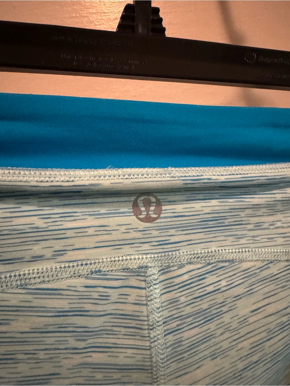 lululemon athletica Light Blue and White Space-Dye Capri with Teal Waistband - Picture 3 of 8